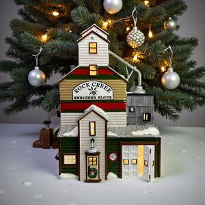 The Farmer's Co-op Granary Snow Village Lighted Christmas Building 1999